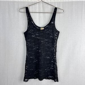 BKE Top Black Lace Sheer Tank Whimsigoth Vamp Witchy Halloween Fairy Goth Grunge